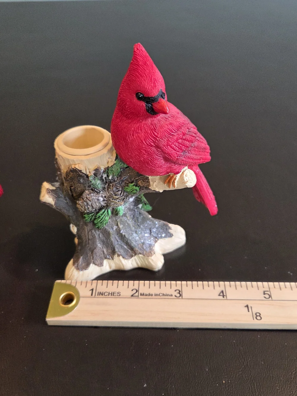 Set of 2 Hobby Lobby Red Cardinal Resin Candle Holders Christmas Winter Decor 5